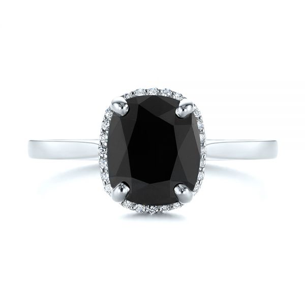 Platinum Platinum Custom Black Diamond Halo Engagement Ring - Top View - 104685