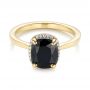 14k Yellow Gold 14k Yellow Gold Custom Black Diamond Halo Engagement Ring - Flat View -  104685 - Thumbnail