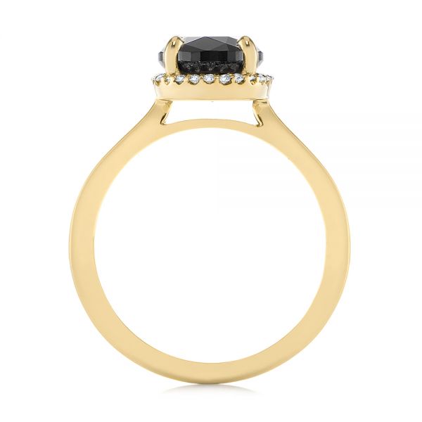 14k Yellow Gold 14k Yellow Gold Custom Black Diamond Halo Engagement Ring - Front View -  104685