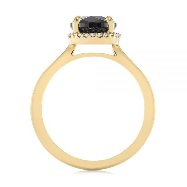 14k Yellow Gold 14k Yellow Gold Custom Black Diamond Halo Engagement Ring - Front View - 104685