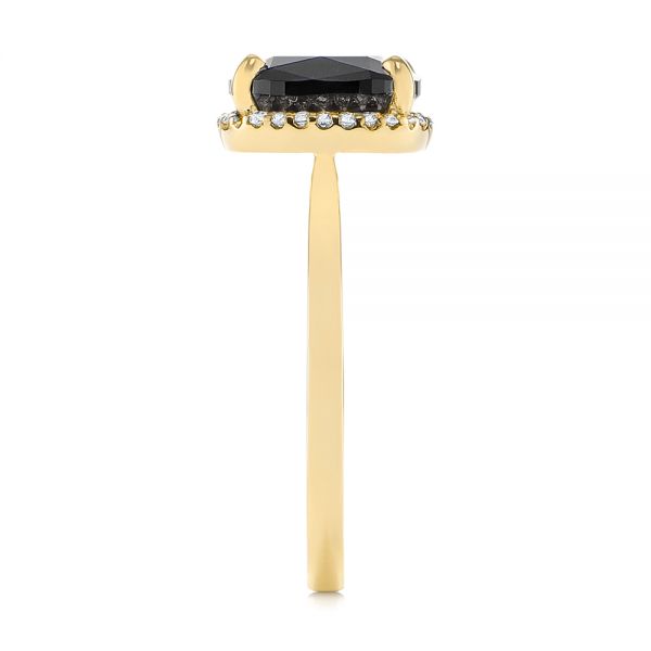 14k Yellow Gold 14k Yellow Gold Custom Black Diamond Halo Engagement Ring - Side View - 104685
