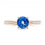 14k Rose Gold Custom Blue Sapphire And Diamond Engagement Ring - Top View -  102801 - Thumbnail