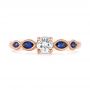 14k Rose Gold Custom Blue Sapphire And Diamond Engagement Ring - Top View -  104007 - Thumbnail