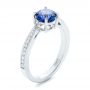  Platinum Platinum Custom Blue Sapphire And Diamond Engagement Ring - Three-Quarter View -  102801 - Thumbnail