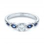 18k White Gold 18k White Gold Custom Blue Sapphire And Diamond Engagement Ring - Flat View -  104007 - Thumbnail