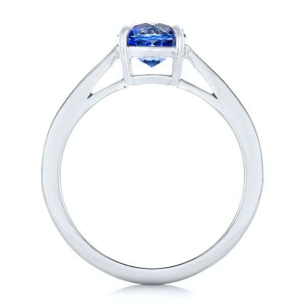 14k White Gold 14k White Gold Custom Blue Sapphire And Diamond Engagement Ring - Front View - 102801
