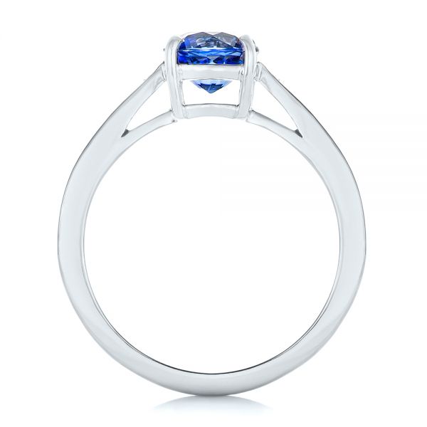 14k White Gold 14k White Gold Custom Blue Sapphire And Diamond Engagement Ring - Front View -  102801