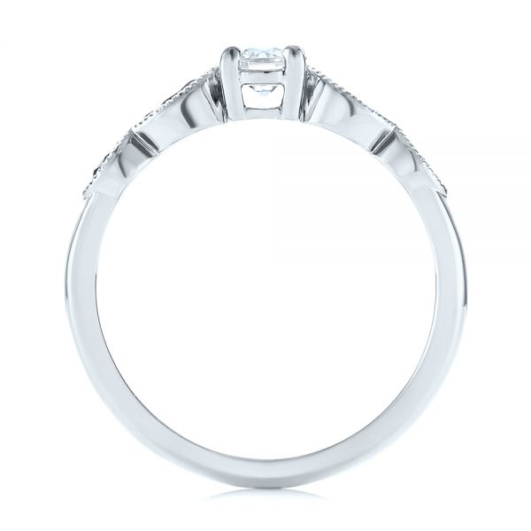  Platinum Platinum Custom Blue Sapphire And Diamond Engagement Ring - Front View -  104007