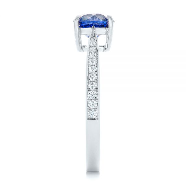 18k White Gold 18k White Gold Custom Blue Sapphire And Diamond Engagement Ring - Side View -  102801