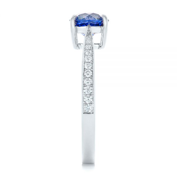 14k White Gold 14k White Gold Custom Blue Sapphire And Diamond Engagement Ring - Side View - 102801