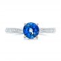 14k White Gold 14k White Gold Custom Blue Sapphire And Diamond Engagement Ring - Top View -  102801 - Thumbnail