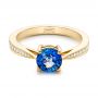 14k Yellow Gold 14k Yellow Gold Custom Blue Sapphire And Diamond Engagement Ring - Flat View -  102801 - Thumbnail