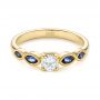 14k Yellow Gold 14k Yellow Gold Custom Blue Sapphire And Diamond Engagement Ring - Flat View -  104007 - Thumbnail