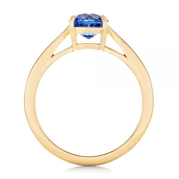 14k Yellow Gold 14k Yellow Gold Custom Blue Sapphire And Diamond Engagement Ring - Front View - 102801