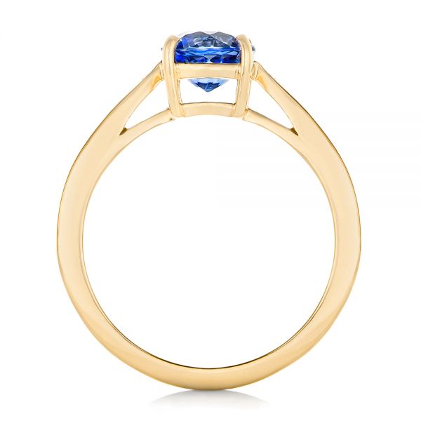 18k Yellow Gold 18k Yellow Gold Custom Blue Sapphire And Diamond Engagement Ring - Front View -  102801