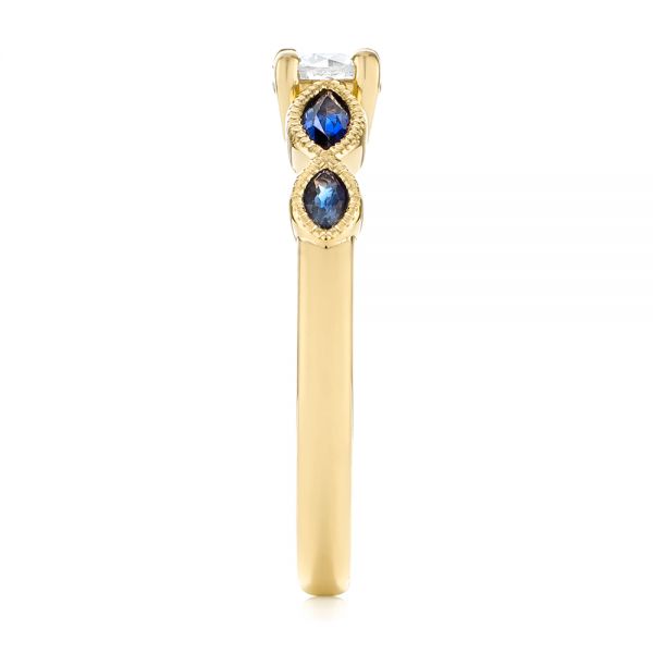 14k Yellow Gold 14k Yellow Gold Custom Blue Sapphire And Diamond Engagement Ring - Side View -  104007