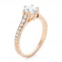 18k Rose Gold Custom Diamond Engagement Ring - Three-Quarter View -  102380 - Thumbnail