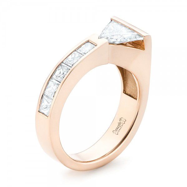 18k Rose Gold 18k Rose Gold Custom Diamond Engagement Ring - Three-Quarter View -  102884