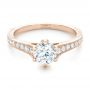 18k Rose Gold Custom Diamond Engagement Ring - Flat View -  102380 - Thumbnail