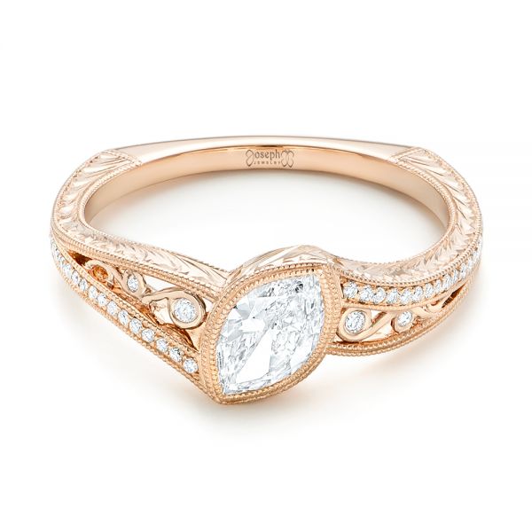 18k Rose Gold 18k Rose Gold Custom Diamond Engagement Ring - Flat View -  102869