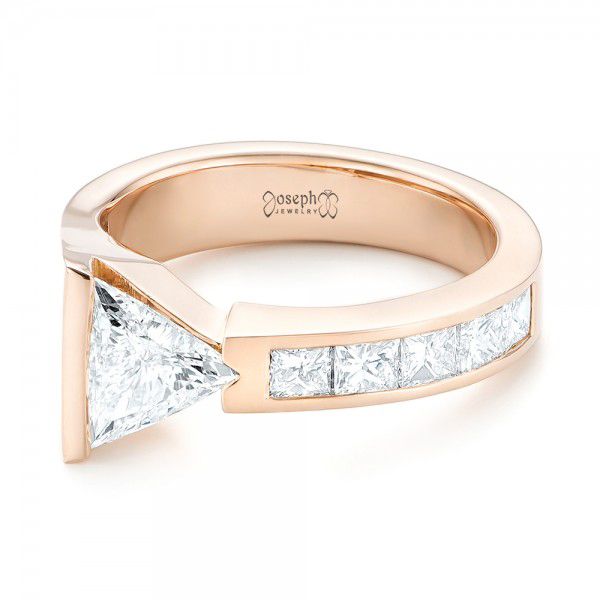 14k Rose Gold Custom Diamond Engagement Ring - Flat View - 102884