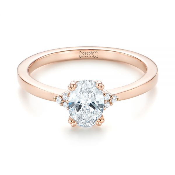 18k Rose Gold 18k Rose Gold Custom Diamond Engagement Ring - Flat View -  103212