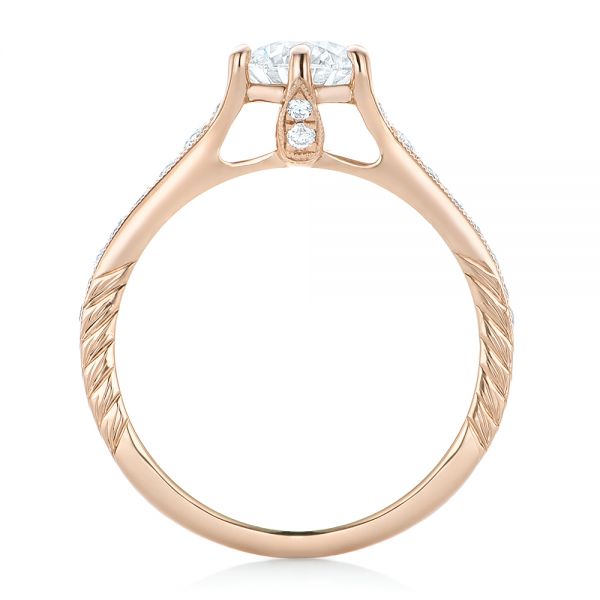 18k Rose Gold Custom Diamond Engagement Ring - Front View -  102380