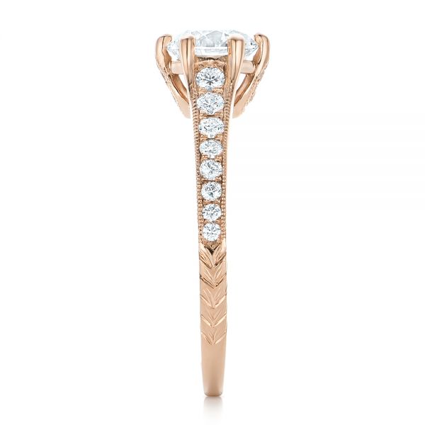 18k Rose Gold Custom Diamond Engagement Ring - Side View -  102380