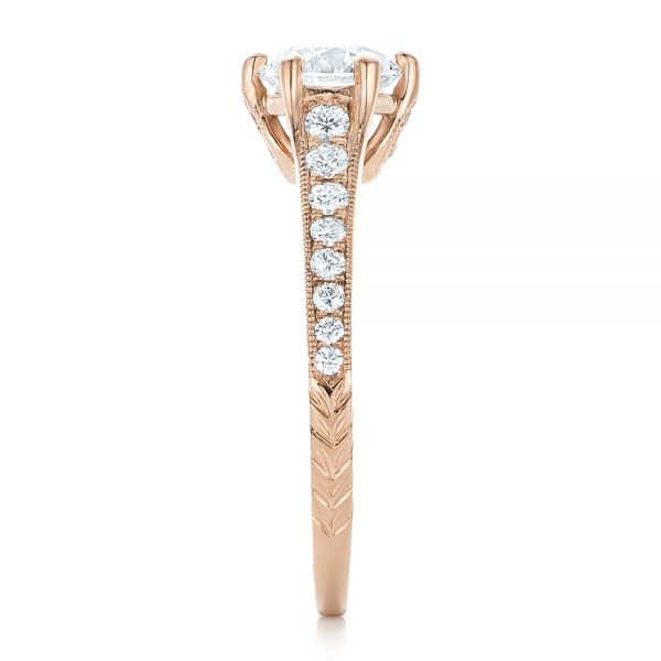 14k Rose Gold 14k Rose Gold Custom Diamond Engagement Ring - Side View -  102380