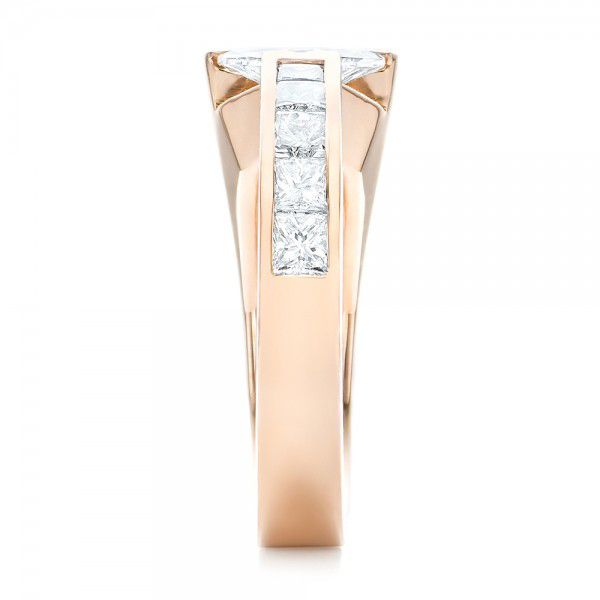 14k Rose Gold Custom Diamond Engagement Ring - Side View -  102884