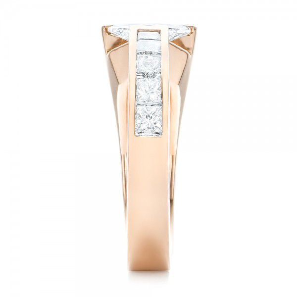 14k Rose Gold Custom Diamond Engagement Ring - Side View - 102884