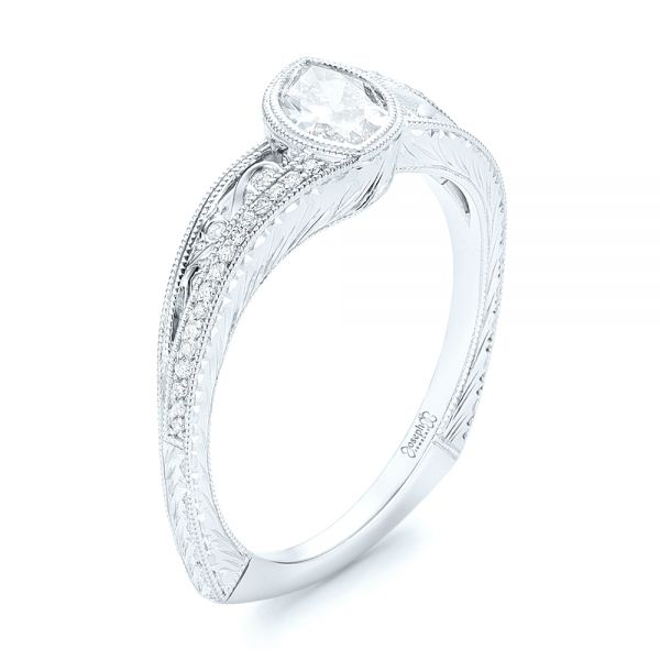 14k White Gold 14k White Gold Custom Diamond Engagement Ring - Three-Quarter View -  102869