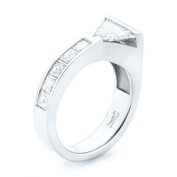 18k White Gold 18k White Gold Custom Diamond Engagement Ring - Three-Quarter View -  102884