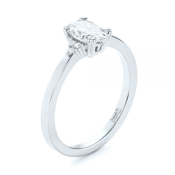 14k White Gold 14k White Gold Custom Diamond Engagement Ring - Three-Quarter View -  103212