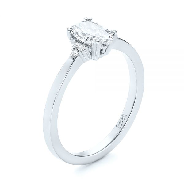 14k White Gold 14k White Gold Custom Diamond Engagement Ring - Three-Quarter View - 103212