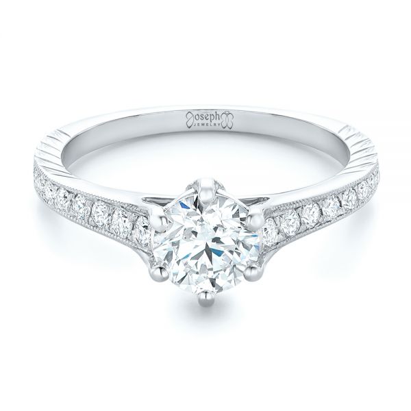 14k White Gold 14k White Gold Custom Diamond Engagement Ring - Flat View -  102380