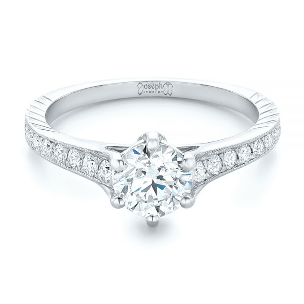 18k White Gold 18k White Gold Custom Diamond Engagement Ring - Flat View - 102380