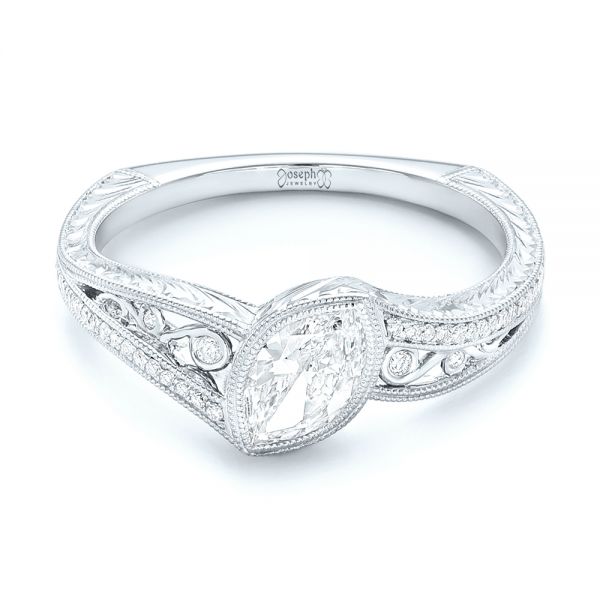 18k White Gold 18k White Gold Custom Diamond Engagement Ring - Flat View -  102869