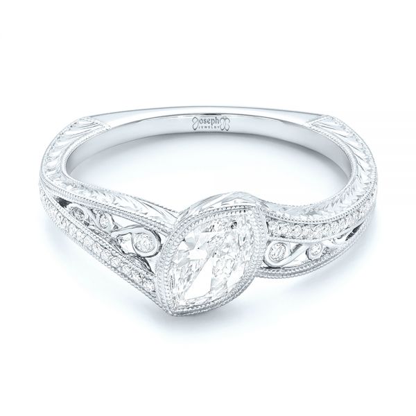 14k White Gold 14k White Gold Custom Diamond Engagement Ring - Flat View - 102869