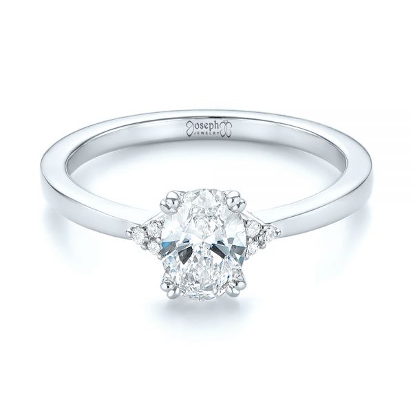 14k White Gold 14k White Gold Custom Diamond Engagement Ring - Flat View - 103212