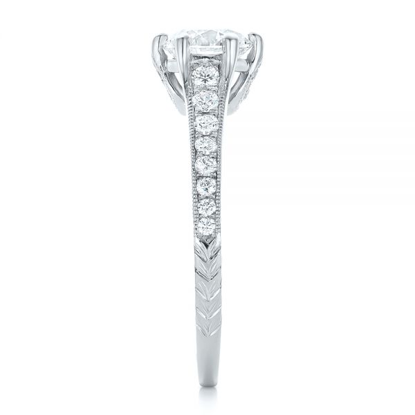 18k White Gold 18k White Gold Custom Diamond Engagement Ring - Side View -  102380