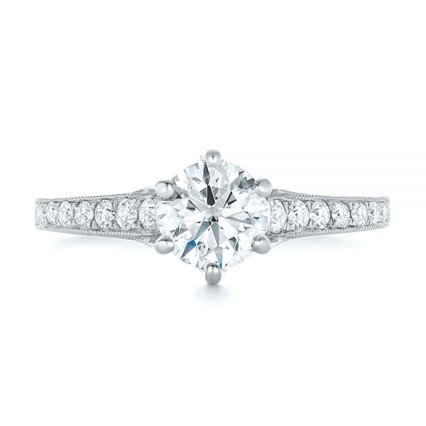 18k White Gold 18k White Gold Custom Diamond Engagement Ring - Top View -  102380