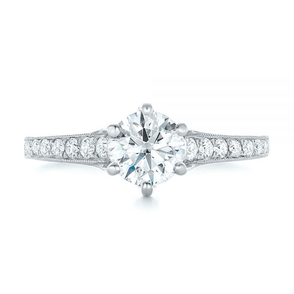 18k White Gold 18k White Gold Custom Diamond Engagement Ring - Top View - 102380