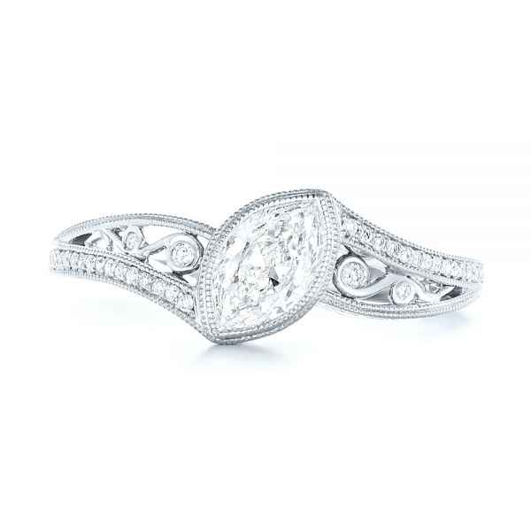 18k White Gold 18k White Gold Custom Diamond Engagement Ring - Top View -  102869