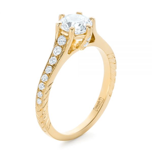 18k Yellow Gold 18k Yellow Gold Custom Diamond Engagement Ring - Three-Quarter View -  102380