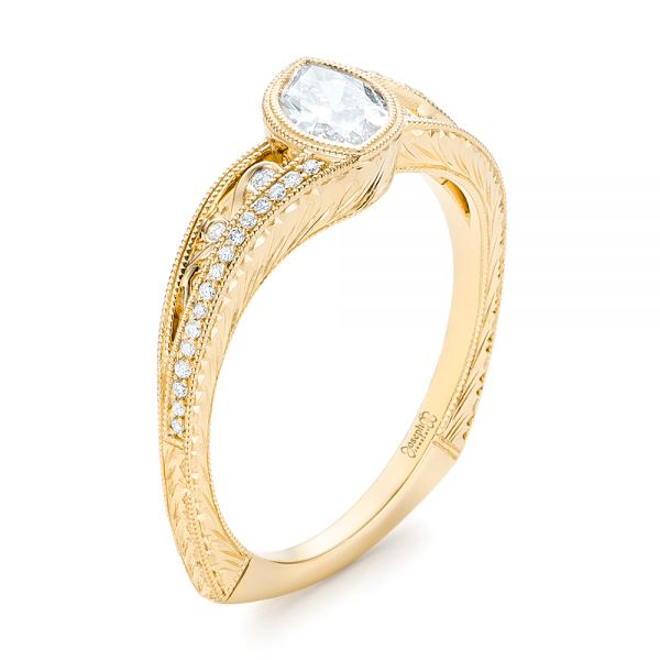 18k Yellow Gold 18k Yellow Gold Custom Diamond Engagement Ring - Three-Quarter View -  102869