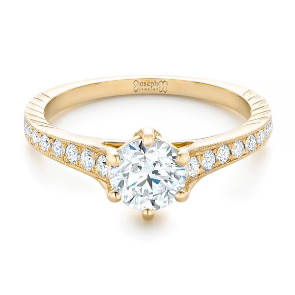 14k Yellow Gold 14k Yellow Gold Custom Diamond Engagement Ring - Flat View -  102380