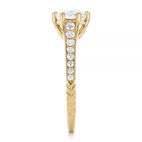 18k Yellow Gold 18k Yellow Gold Custom Diamond Engagement Ring - Side View -  102380