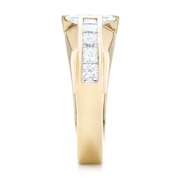 18k Yellow Gold 18k Yellow Gold Custom Diamond Engagement Ring - Side View - 102884