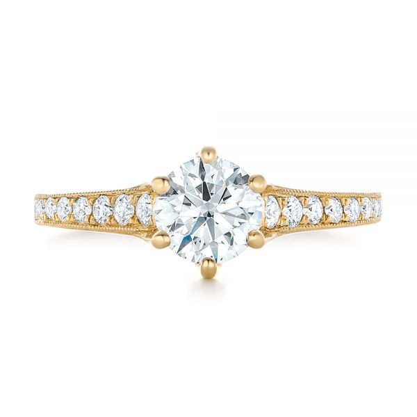 18k Yellow Gold 18k Yellow Gold Custom Diamond Engagement Ring - Top View -  102380